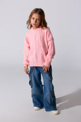 Girl's knitted Long Sleeves Round Neck Sweater Pullover