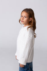 Girl's Basic Plain Pullover With A Round Neck And Long Sleeves