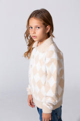Girl's Jumper Pullover With Front Buttons And Long Sleeves
