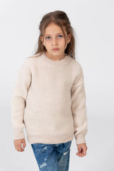 Girl's Velvet Pullover With Round Neck And Long Sleeves