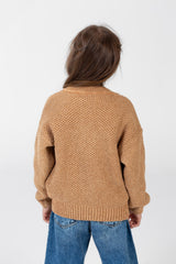 Girl's Velvet Pullover With Round Neck And Long Sleeves