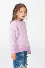 Girl's Velvet Pullover With Round Neck And Long Sleeves