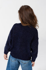 Girl's Velvet Pullover With Round Neck And Long Sleeves