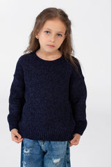 Girl's Velvet Pullover With Round Neck And Long Sleeves