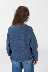 Girl's Velvet Pullover With Round Neck And Long Sleeves