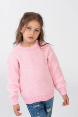Girl's Velvet Pullover With Round Neck And Long Sleeves