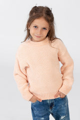 Girl's Velvet Pullover With Round Neck And Long Sleeves