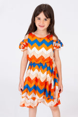Girls Regular Fit Colorful Dress With A Unique Cut