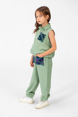 Girl's Printed Pockets Cut Outfit Practical And Comfortable