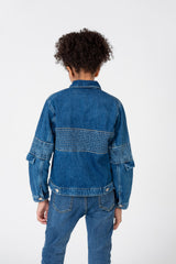 Girl's Slouchy Denim Jacket With A Modern Cut And Front Pockets