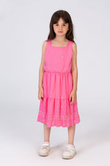 Girls Regular Fit Cut Dress With Ruffles At The Bottom