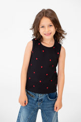 Girl's Summer Round Neck Heart Print Cut T-shirt Comfortable And Practical