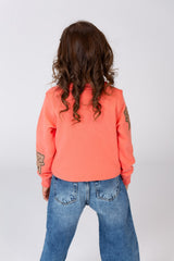Girl's Round Neck Long Sleeves Sweatshirt Printed In Melton Material