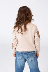 Girl's Round Neck Long Sleeves Sweatshirt Printed In Melton Material