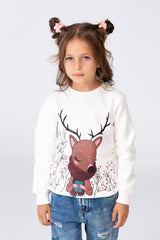 سويت شيرت بياقة دائرية مطبوع من خامة ميلتون للبنات