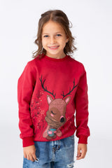 Girl's Round Neck Sweatshirt Printed In Melton Material