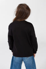 Girls' sweatshirt with a round neck and a print on the front