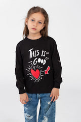 Girls' sweatshirt with a round neck and a print on the front