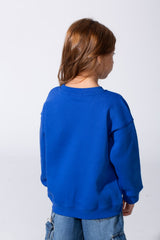 Girl's Milton Long Sleeves Slim Fit Round Neck Sweatshirt With Heart Print On The Front