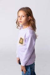 Girl's Slim Fit Sweatshirt With A Round Neck And Front Print