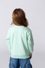 Girl's Slim Fit Sweatshirt With A Round Neck And Front Print