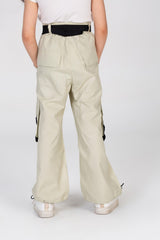 Girls Wide Leg Waterproof Trousers With A Belt At The Waist And Pockets In A Modern Fit