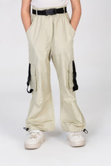 Girls Wide Leg Waterproof Trousers With A Belt At The Waist And Pockets In A Modern Fit