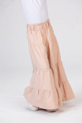 Girls Wide Leg Trousers Made Of Fabric With Ruffles And Elastic In The Middle