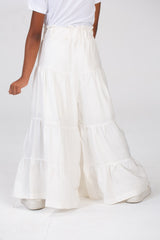 Girls Wide Leg Trousers Made Of Fabric With Ruffles And Elastic In The Middle