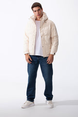 Men's Side Zip Pockets With Patch Detail Sleek Hooded Design Warmth Waterproof Jacket