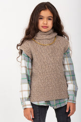 Girl's Long Sleeve Wool High Neck Regular Fit Outfit With under Shirt