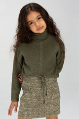 Girl's Long Sleeve High Neck Basic Regular Fit Long Style Outfit With Unqiue Design