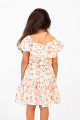Girl's Cotton Outfit Set Printed Skirt With Ruffles On The Shoulders