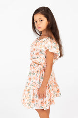 Girl's Cotton Outfit Set Printed Skirt With Ruffles On The Shoulders