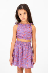 طقم مموه للبنات بحزام خصر مطاطي وتصميم عصري عالي الجودة بدون أكمام