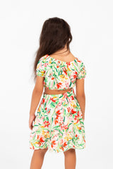 Girl's Summer Wooded Cotton Outfit Set Skirt With A Modern Casual Design