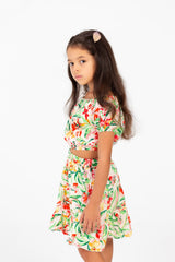 Girl's Summer Wooded Cotton Outfit Set Skirt With A Modern Casual Design