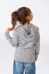 Girl's Hooded Pullover With Front Zipper In Practical Comfortable Material