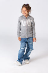 Girl's Hooded Pullover With Front Zipper In Practical Comfortable Material