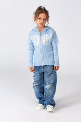 Girl's Hooded Pullover With Front Zipper In Practical Comfortable Material