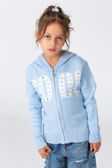 Girl's Hooded Pullover With Front Zipper In Practical Comfortable Material