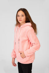 Girl's Basic Plain Hoodie Sweatshirt With Long Sleeves