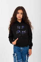 Girl's Hooded Front Unique Print Hoodie Padded Sweatshirt