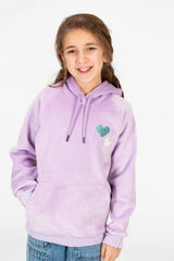 Girl's Heart Print Hoodie Sweatshirt With Kangaroo Pocket