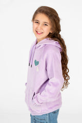 Girl's Heart Print Hoodie Sweatshirt With Kangaroo Pocket