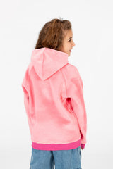 Girl's Heart Print Hoodie Sweatshirt With Kangaroo Pocket