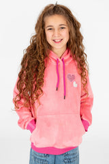 Girl's Heart Print Hoodie Sweatshirt With Kangaroo Pocket