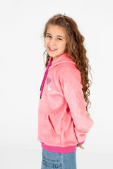 Girl's Heart Print Hoodie Sweatshirt With Kangaroo Pocket