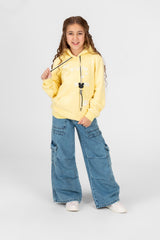 Girl's Front Print Hoodie Sweatshirt With Kangaroo Pocket