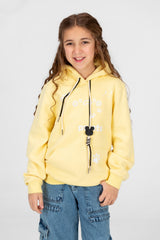 Girl's Front Print Hoodie Sweatshirt With Kangaroo Pocket